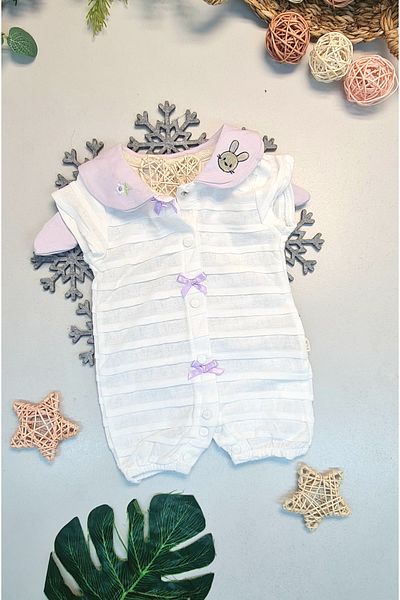 CemBebe Baby Girl Summer Casual Jumpsuit with Bows and Snaps