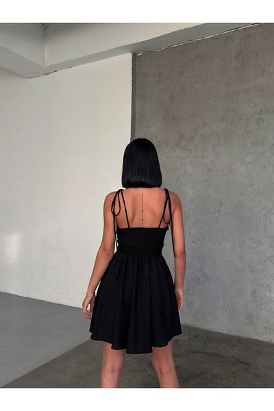 OlaLady Γυναικείο φόρεμα με λουράκι με λεπτομέρεια με γραβάτα