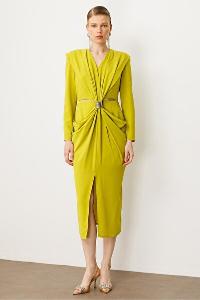 Moda İlgi Modailgi Belden Pencereli Halka Tokalı Elbise Asit