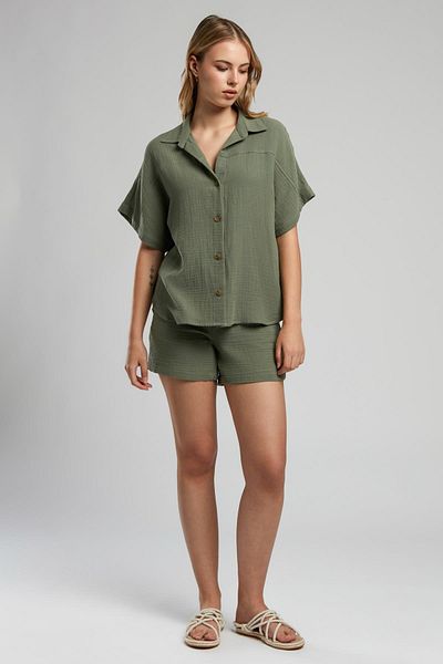 Lee Cooper Дамска тъкана риза Kierra, каки