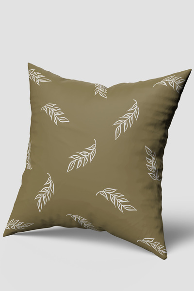 EsnafAli Κάλυμμα μαξιλαριού με πράσινο χακί σχέδιο με φύλλα