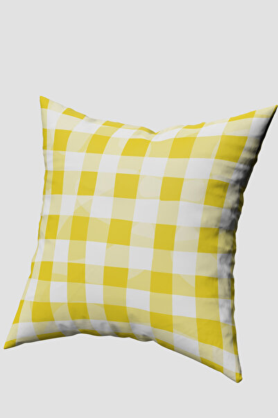 EsnafAli Κίτρινο και λευκό καρό κάλυμμα μαξιλαριού