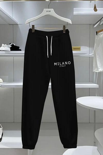NO 601 Men's Black T-Shirt Black Sweatpants Bottom Milano Lt Large Size Battal Size Set