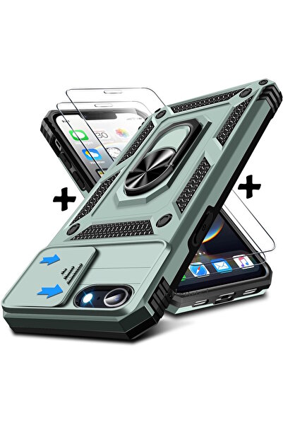 m.tk moveteck iPhone 16E Kılıf Kamera Korumalı Sürgülü Yüzüklü Armor Military...