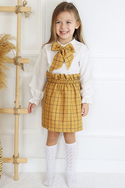 Parla Kids Girl Child Mustard 23 April 29 October Show Clothes Skirt Blouse Kerchief Suit