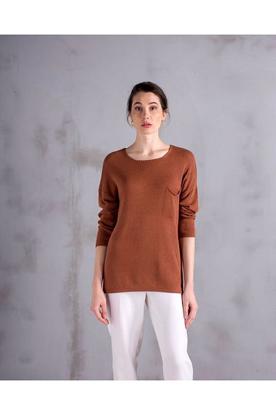GAJA Women's Single Pocket Loose Spring Thin Slit Knitwear Gj 6707