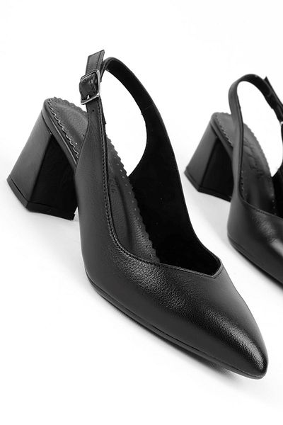 Lal Shoes & Bags Pantofi cu toc cu slingback din piele naturală pentru femei Gabriel-negri