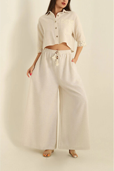 mj style Women's Samurai Model Wide Leg Linen Trousers