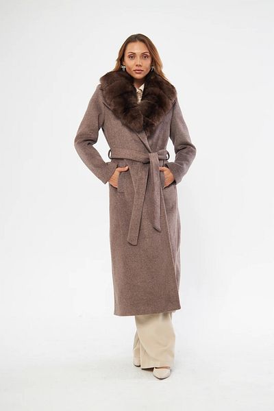 ladrans Max Size Cashmere Coat with Fur Collar Detail