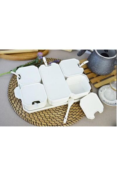 Paçi 16 Pieces Porcelain Breakfast Bowl with Tray and Spoon