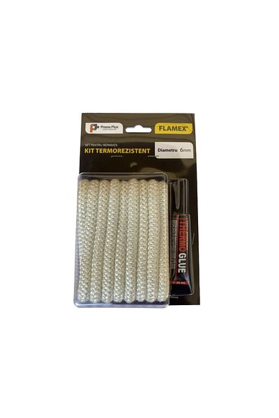 flores Heat-resistant kit, round cord + adhesive tube, FLAMEX, Ø 6 mm