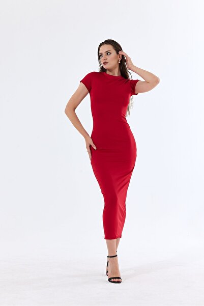 lumuteks Kadın Kısa Kollu Maxi Elbise