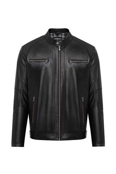 Derimod Alanzo (Plus) Men's Black Leather Jacket 24Wge63991M