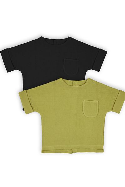 Catz Kids 2-Piece Muslin Back Buttoned Shirt (Oil Green and Black)