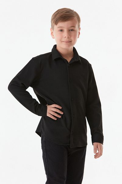 Fulla Moda Риза за момче с копчета и оребрена каишка