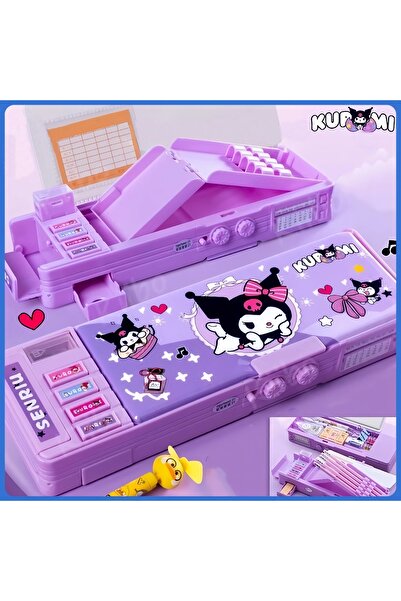 MJ TOYS Sanrio Kuromi Çok Fonksiyonlu Şifreli Kalem Kutusu (MOR) Kuromi Kalemlik Sanrio Kore Tarzı