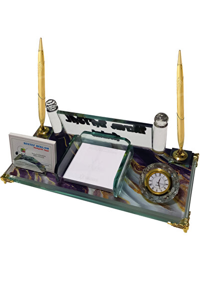 Sentez Masa Üstü İsimlik Efes Antik Mermer Desenli Masaüstü İsimlik Avukat Ma...