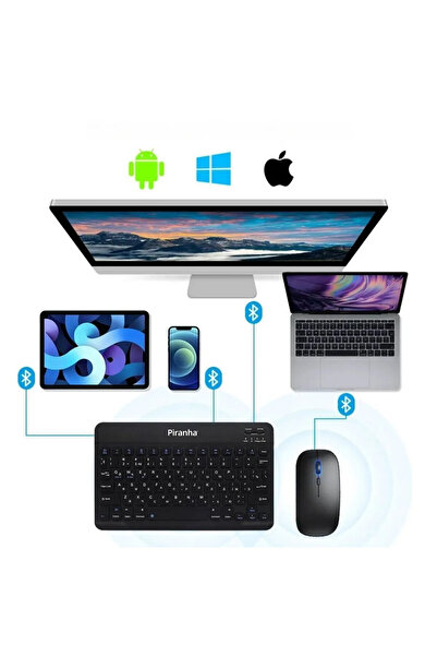Piranha 2380-S Bluetooth Kablosuz Türkçe Q Klavye ve Mouse Seti / Windows - macOS - Android