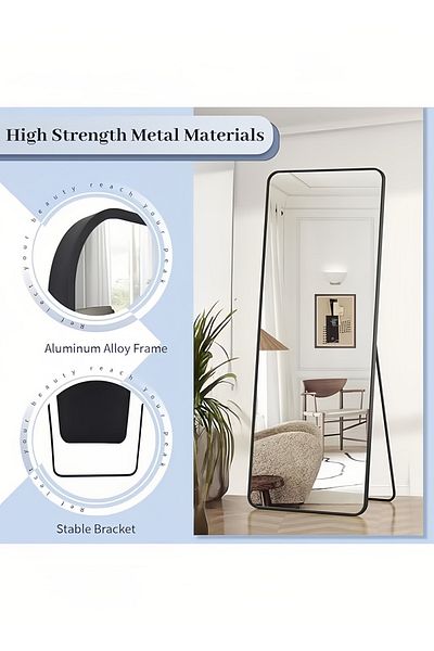 fulina 155 X 45cm Full Length Mirror,with Aluminum Alloy Frame,Free-standing,Leaning,Wall-mounted,White