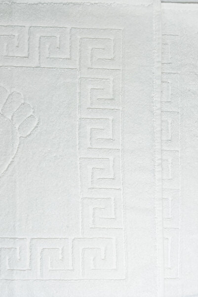 Mira Home 5-зірковий готельний килимок для ніг з петлями та відбитками ніг 50x70 см, білий, 16/2 Avs, 250 г