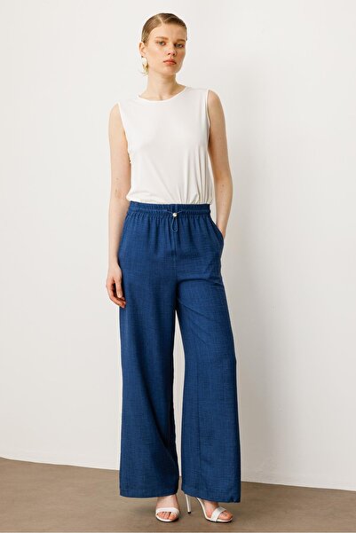 Moda İlgi Modailgi Beli Lastikli Rahat Kesim Pantolon - 1851 İndigo