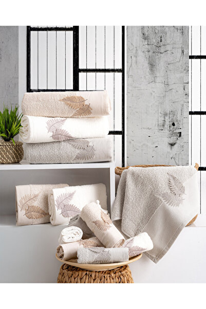 Hazangülü Buldan Üretim مجموعة مناشف المطبخ المطرزة من قطن كارلا مكونة من 6 ق...