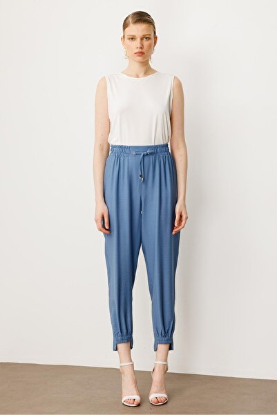 Moda İlgi Modailgi Beli ve Paçası Lastikli Pantolon - 1860 İndigo