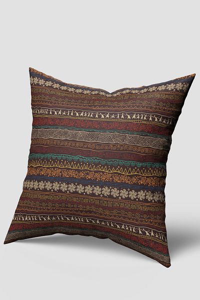 EsnafAli Brown African Ethnic Patterned Throw Pillow Cover
