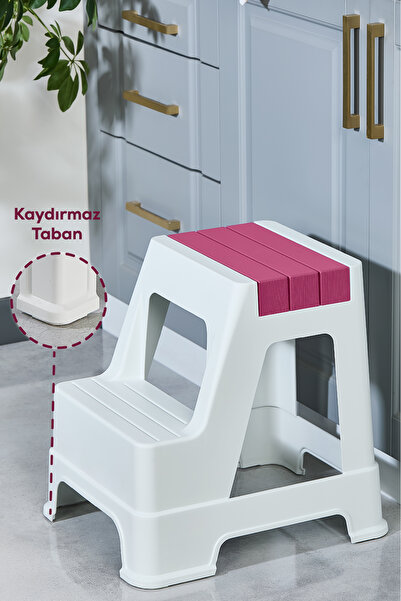 Vienev Plastik Basamaklı Tabure Pembe