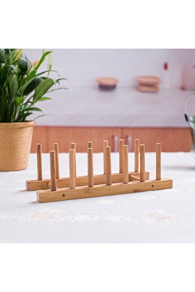 Vadi Bambu Tabaklık Standı – Doğal Ahşap Çok Amaçlı Tabak ve Bardak Düzenleyici