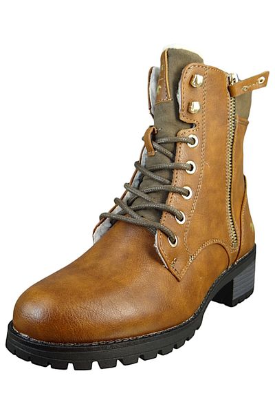 Mustang Damen Elegante Stiefelette 1435603 Braun 307 Cognac Kunstleder