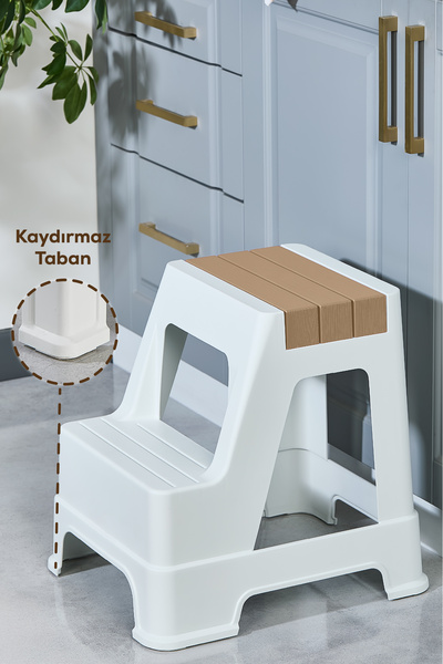 Vienev Plastik Basamaklı Tabure Kahverengi