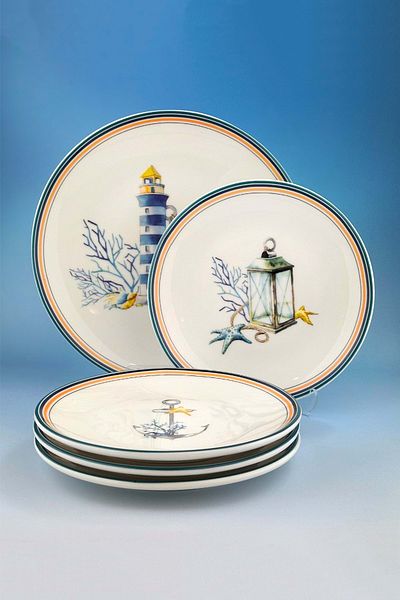 Bursa Porselen Dekor Marine 5 Piece Porcelain Cake Set