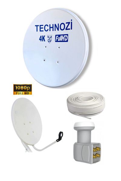 technozi Millenium 70 Cm Çanak Anten Full Set Dörtlü Lnb 50 Metre Kablo