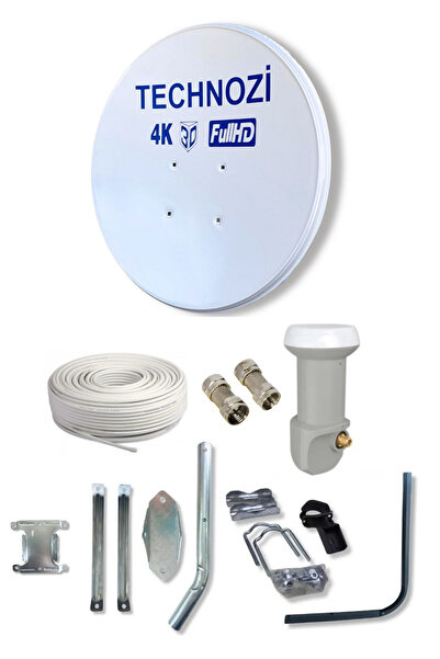 technozi Yeni Nesil 70cm Çanak Anten Beyaz Full Set Tekli Lnb 10 Metre Kablo ...
