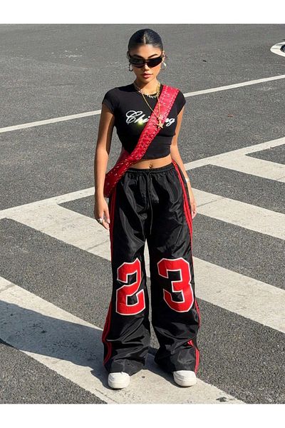 Gofeel Casual Live Casual Sports Jersey Red Sweatpants