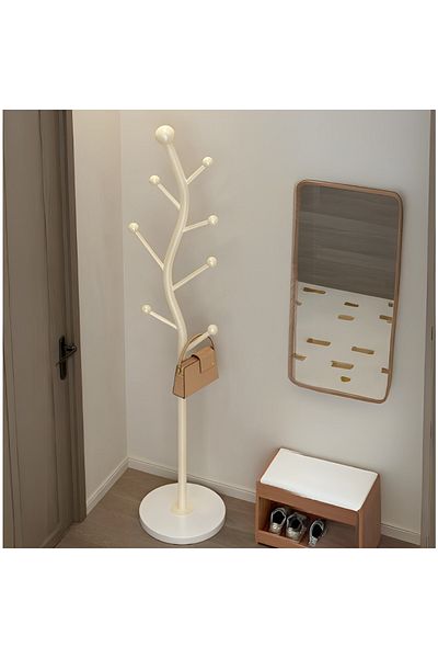 Herum Suport elegant pentru haine metalic, în formă de S, tip copac, finisaj crem, 30 x 178 cm