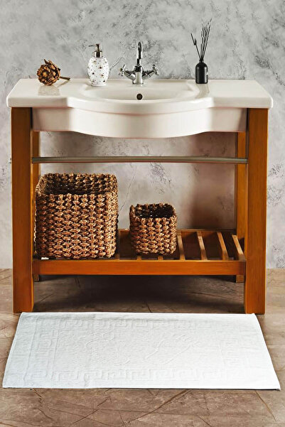 Mira Home 5-зірковий готельний килимок для ніг з петлями та відбитками ніг 50x70 см, білий, 12/1 Avs, 200 г