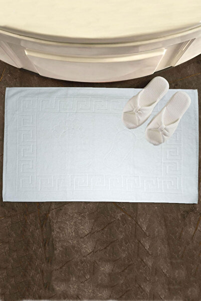 Mira Home 5-зірковий готельний килимок для ніг з петлями та відбитками ніг 50x70 см, білий, 16/2 Avs, 250 г