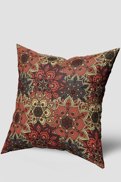 EsnafAli Brown Ethnic Patterned Throw Pillow Cover