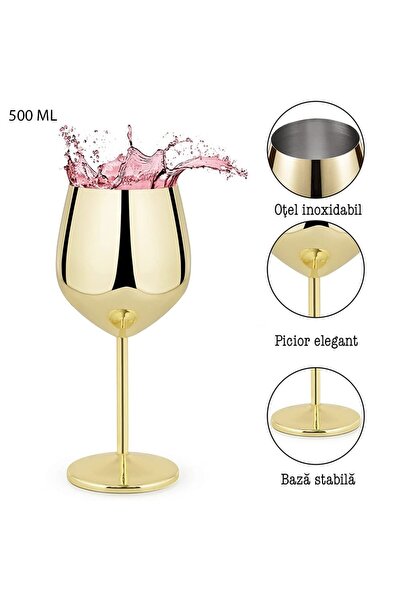 Quasar & Co. Set of 4 Quasar & Co.® wine glasses, 500 ml, stainless steel, h 21 cm, gold