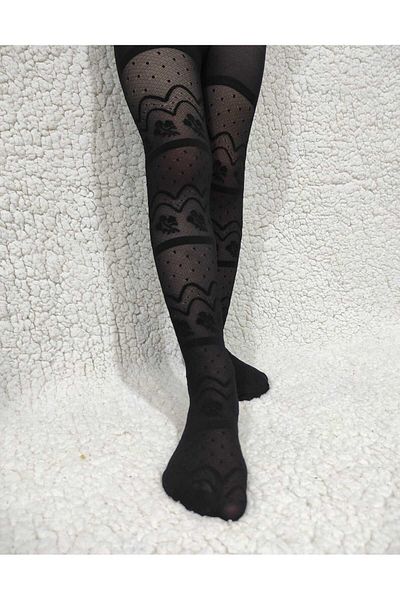 DÜVEN Черни чорапогащи с шарки Petunia Girls 30 Den
