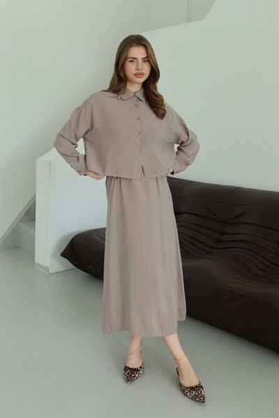 Laluvia Mink Modal Shirt Dress Set - 51153