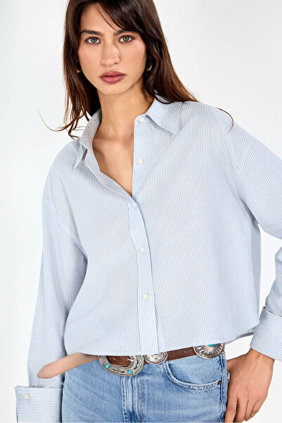 boneqa barcelona Crop Çizgili Gömlek