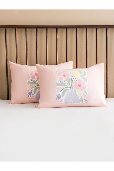 LC Waikiki Μαξιλαροθήκη με λουλούδια 2 τεμάχια 50x70 cm 100% βαμβάκι