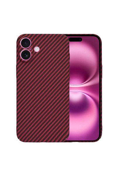 SKYDDAR INNOVATION Case for iPhone 16 Plus, carbon texture, Carbonite FiberShell, Red, sticker set