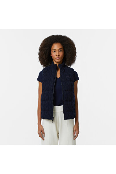 Lacoste Kadın Kapitone Regular Fit Dik Yaka Çift Taraflı Lacivert Yelek