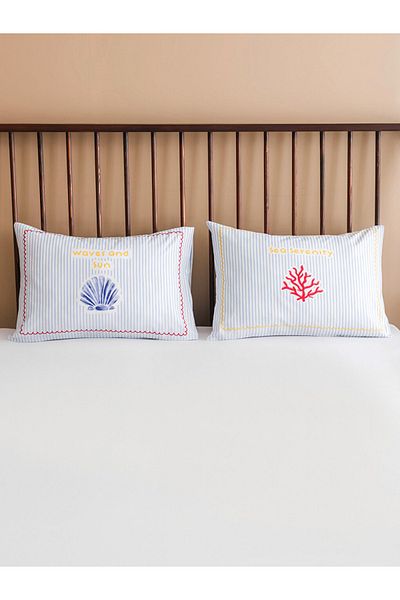LC Waikiki Fete de pernă cu model scoici 2 bucăți 50x70 cm 100% bumbac