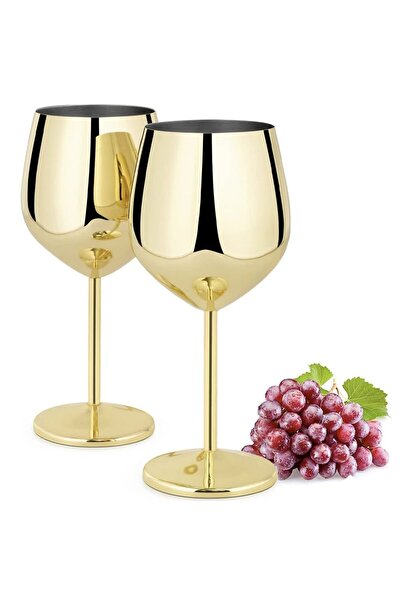 Quasar & Co. Set of 4 Quasar & Co.® wine glasses, 500 ml, stainless steel, h 21 cm, gold