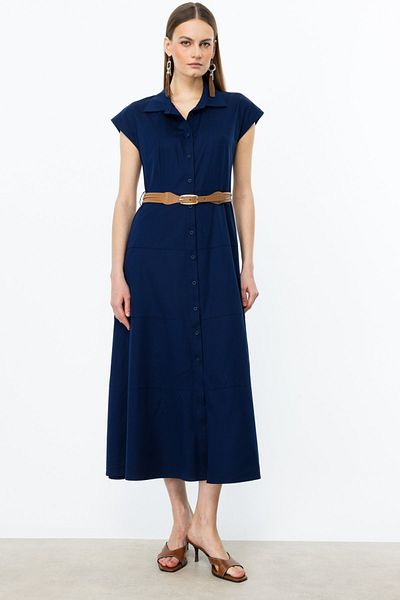 Ekol Buttoned Dress with Belted Waist